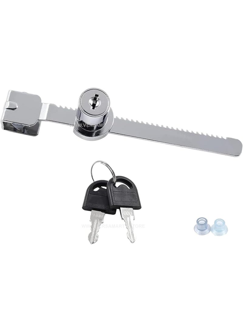Chrome-Finished Sliding Glass Door Ratchet Lock – Heavy-Duty Security for Display Cases, Showcases & Trophy Cabinets – Easy No-Drill Installation – Fits Glass up to 0.47" – Includes 2 Keys & Washers - Image 3